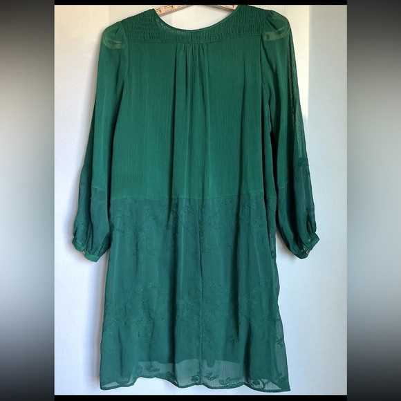 Anthropologie Tiny Women Sz XS Dress Green Boho Embroidered Luisa Swing Peasant - Picture 15 of 16
